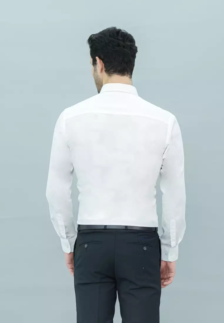 Johnwin - Kemeja Formal Pria Polos Warna Putih FSH.650.Q251.967.C-L/S