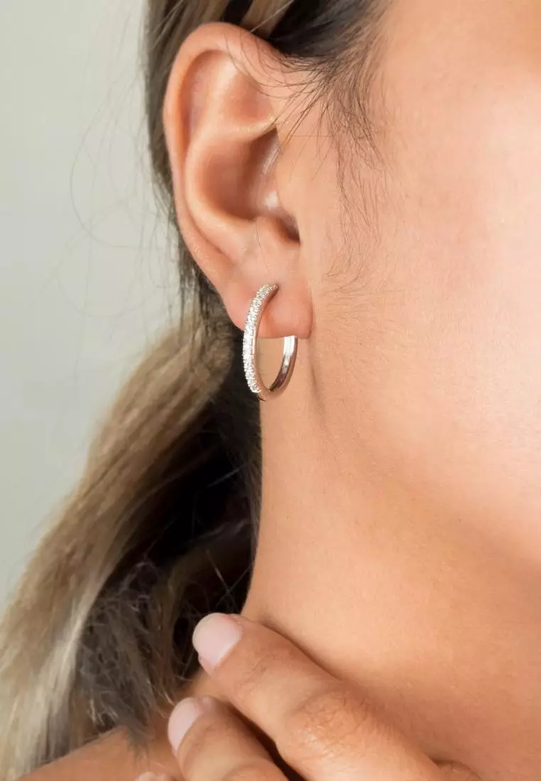  Sterling Silver Eternal Crystal Hoops-20mm