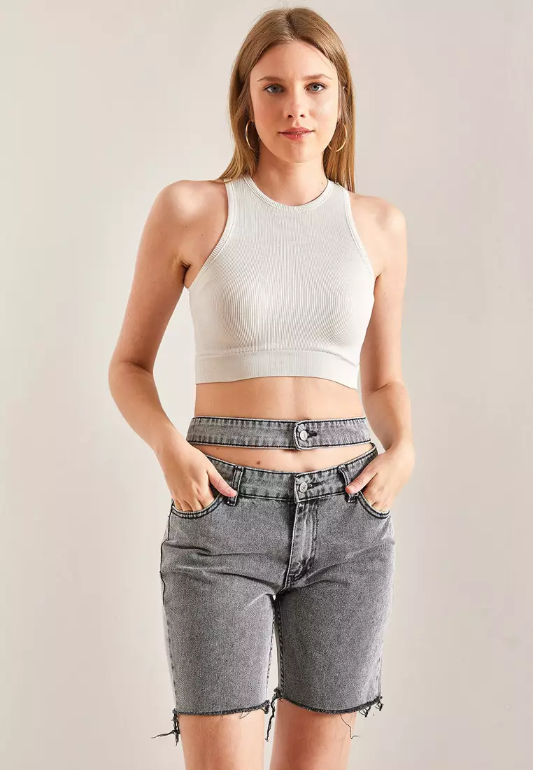 Double Waisted Denim Shorts