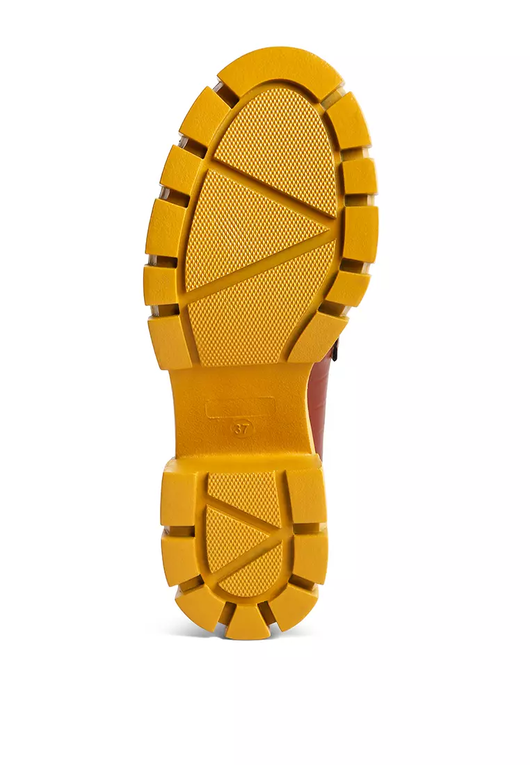 Sepatu Loafers Tan Chunky Block Heel