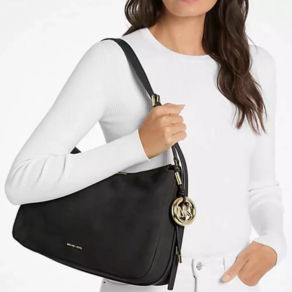 Nolita Medium Nubuck Convertible Shoulder Bag Black