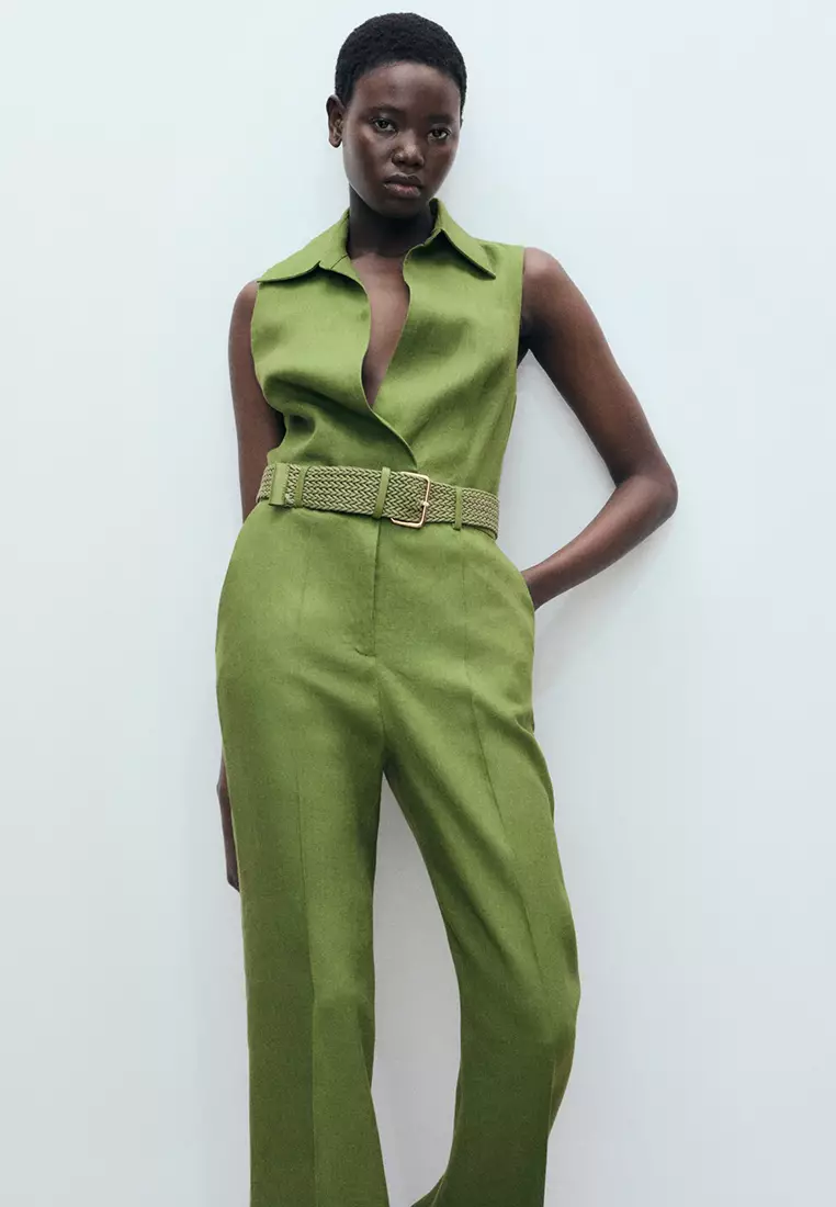 Buy Mango Belted Linen Shirt Jumpsuit 2025 Online ZALORA Philippines