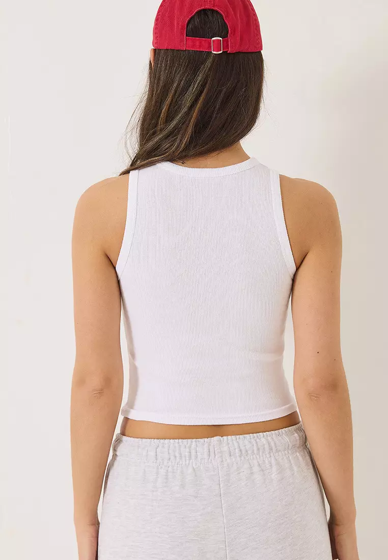 Women's Ribbed Halter Neck Camisole Basic Crop Top Tank Top 60602045