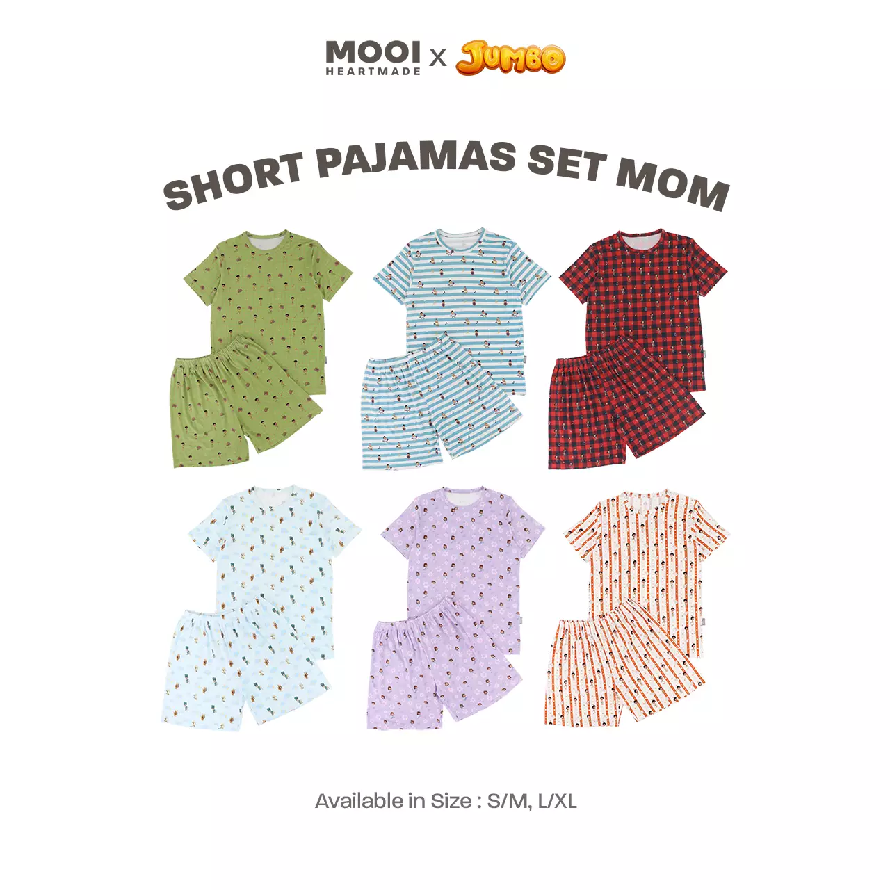 Mooi x Jumbo Piyama Dewasa Setelan Tencel Short Pajamas Adult - Mae