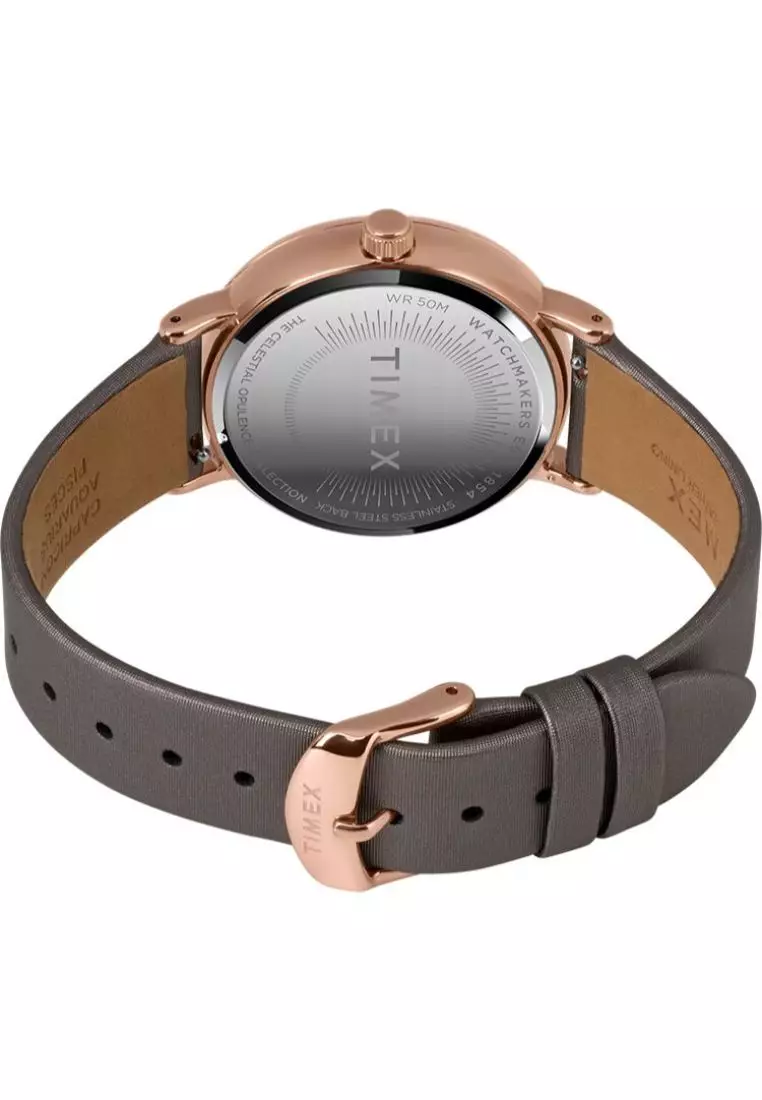 Timex Celestial Opulence 37mm - Rose-Gold Tone Case, Brown Strap (TW2T87700)