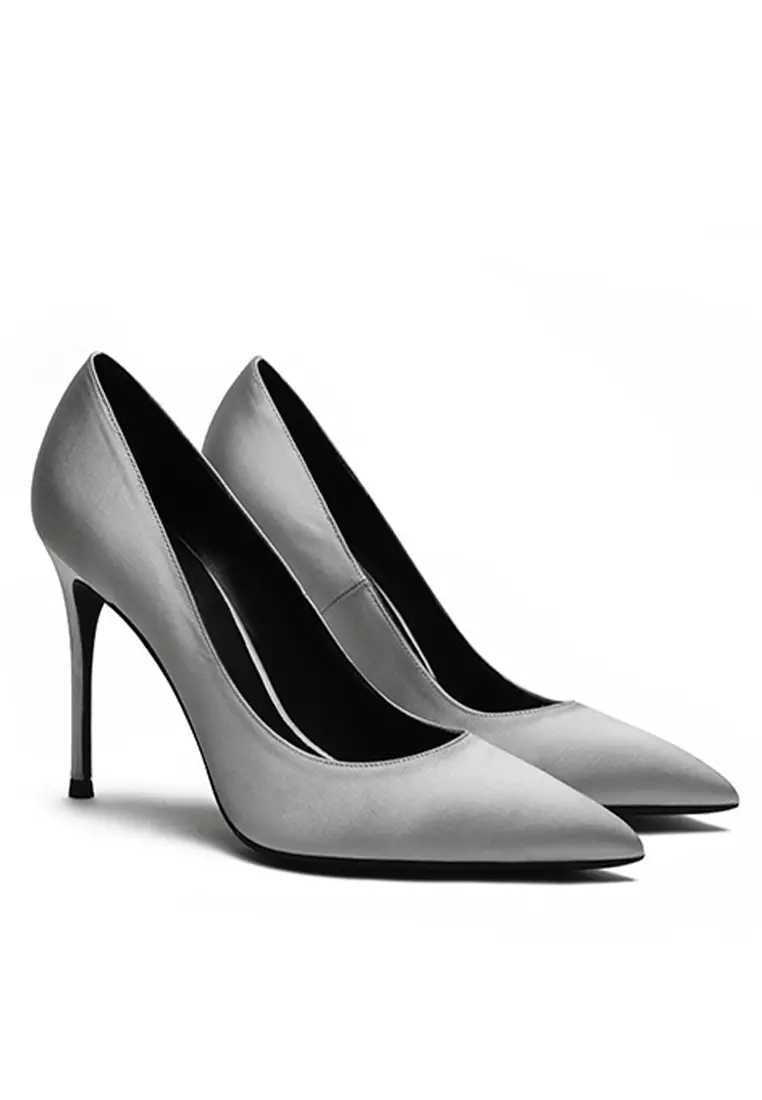 10CM Silk Fabrics Pointed High Heel Shoes HZL213