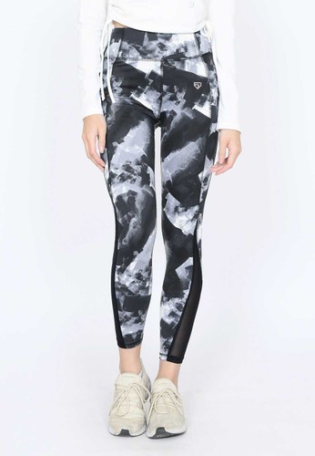 FITWEAR black and white and blue Fitwear - Amber Abstrak Sport Legging - SOFTBLUE SQUARE 9E2EFAA8B11AF6GS_1