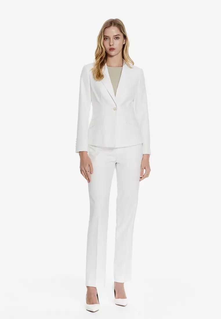 白色修身版西裝外套(可機洗)