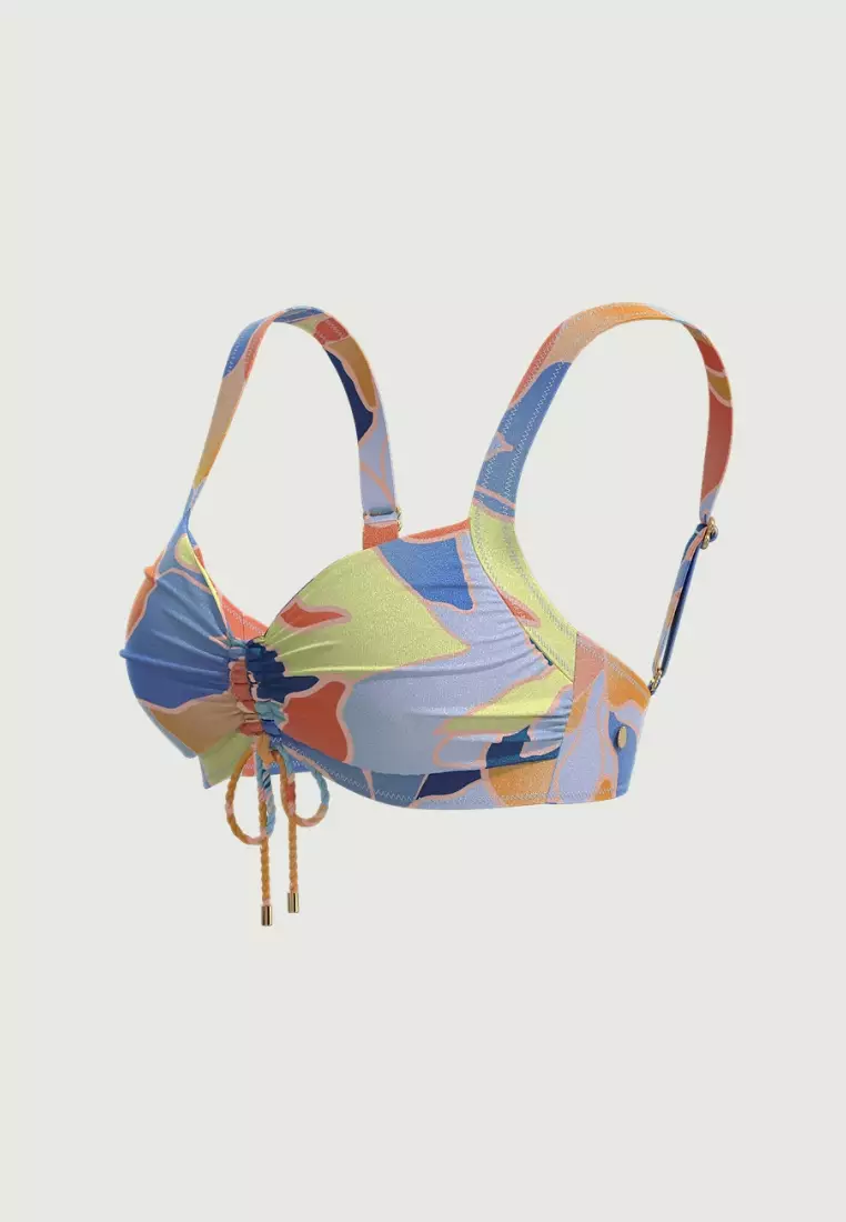 Waterlily Penny Blue Plus Cup Ruched Front Top