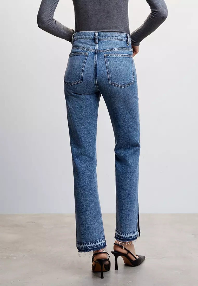 High-Rise Straight Jeans With Slits
