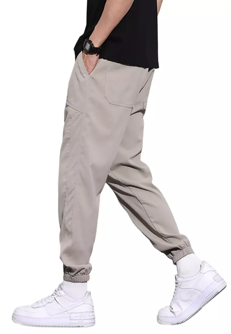 Mens cargo pants with drawstring clearance ankle