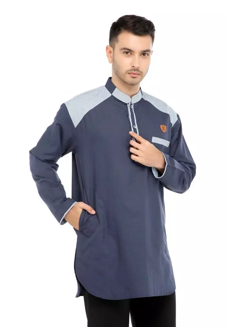 Baju Koko Gamis Muslim Pria Asraf - Navy
