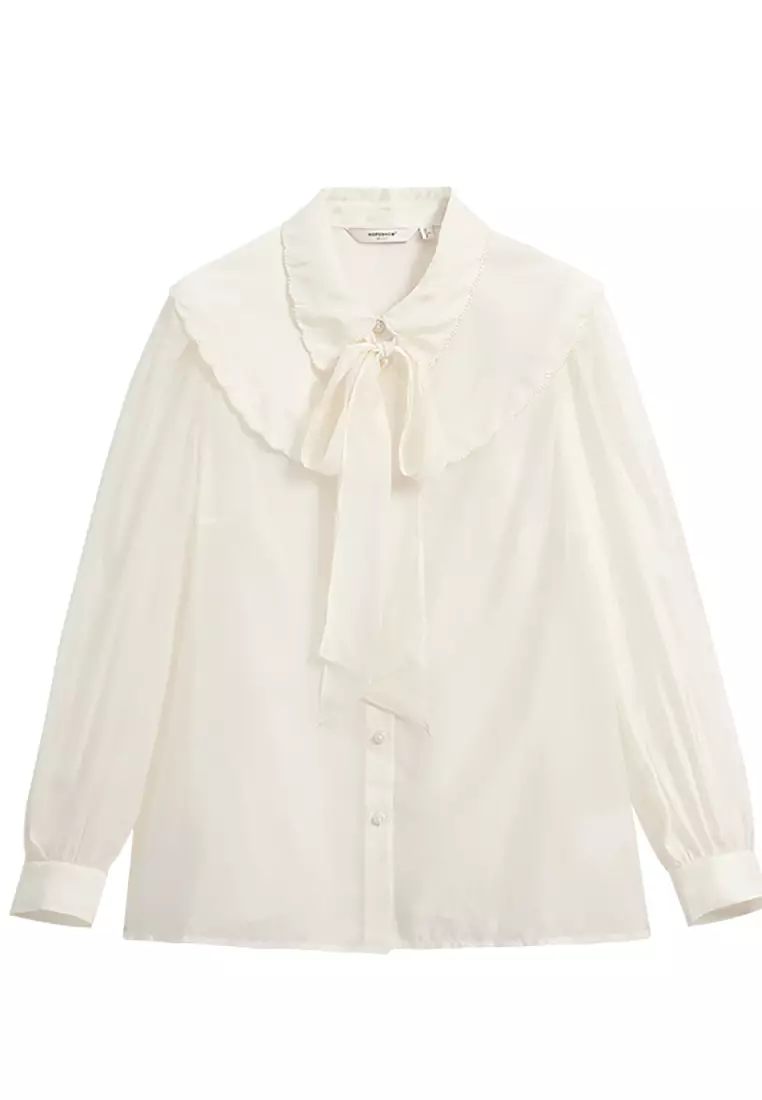 Long Sleeve Chiffon Collar Office Blouse