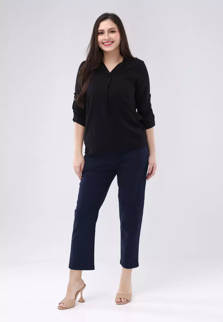 Soft Linen Woven 3/4s Sleeves  Blouse