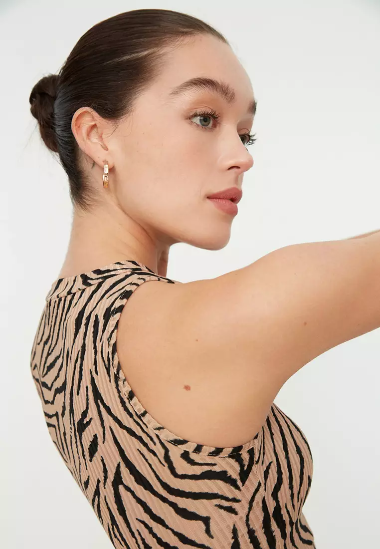 Print Fitted Crop Top