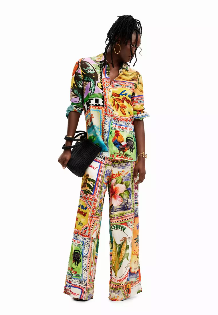 Stella Jean arty postcard shirt 
