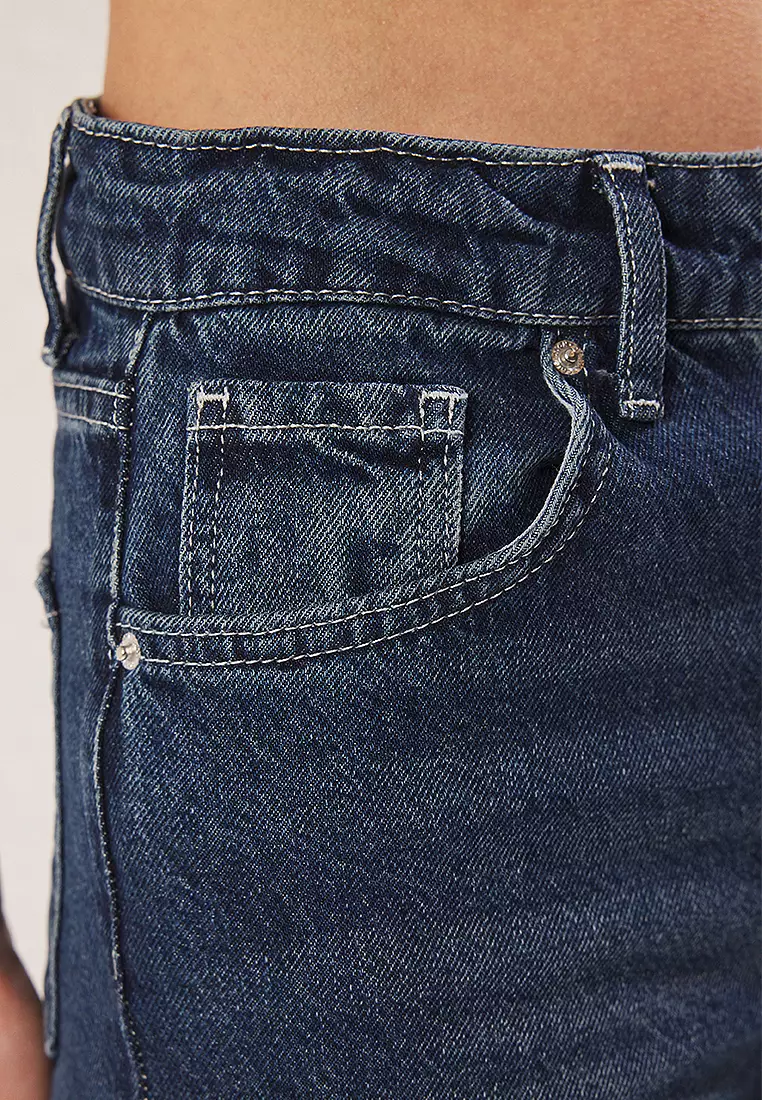 Dark Blue Low Waist Extra Wide Leg Jeans