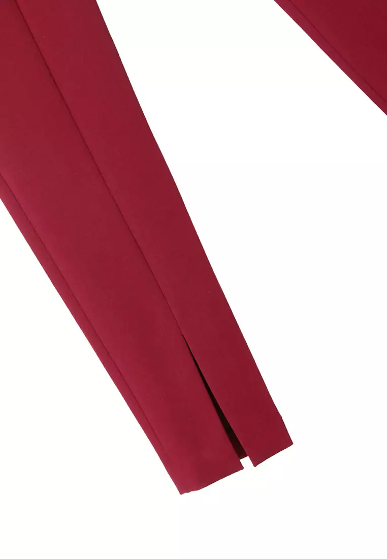 Front Slit Slim Fit Maroon Pants