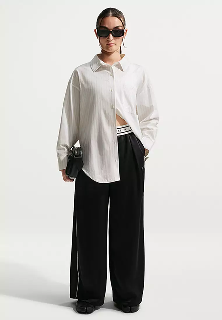 Sportswear Chill Poplin Oversized Woven Long-Sleeves Striped Top