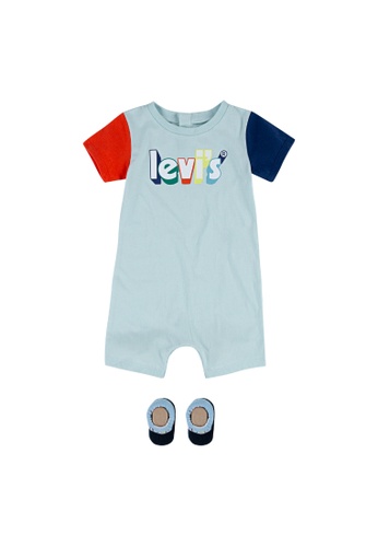 Levi's blue Levi's Doodle Print & Striped Romper (Infant) 46B9EKA349B29AGS_1