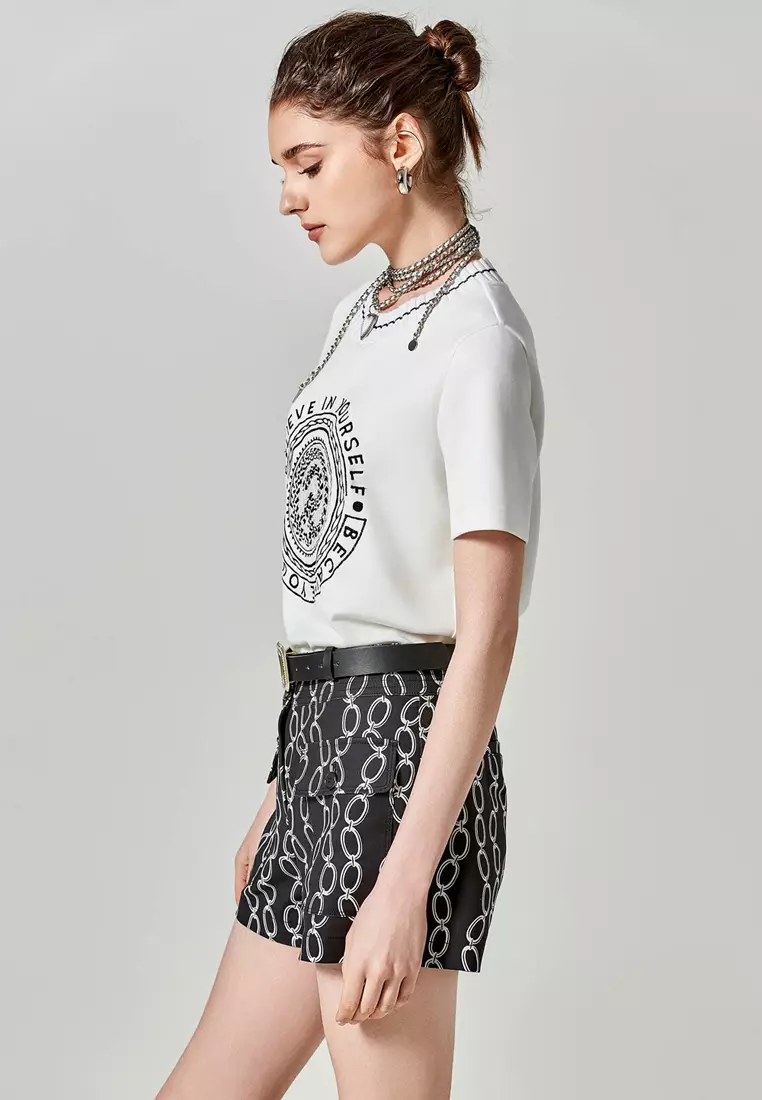 Printed Chain Graphic Shorts