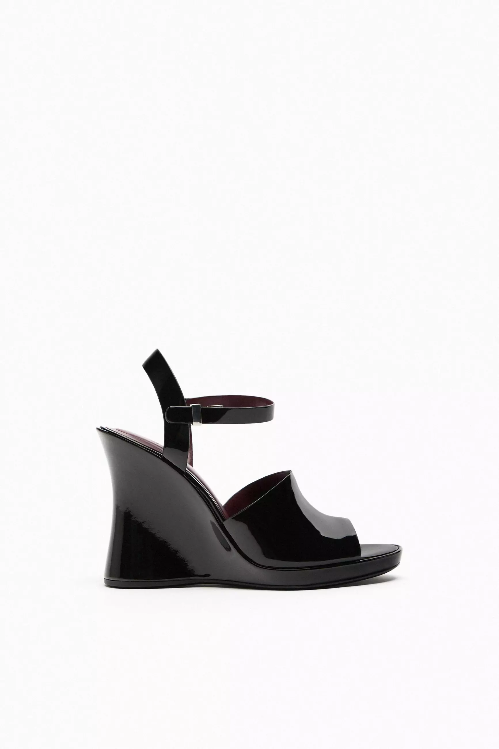 ZARA Patent Finish Wedge Sandals 2025 | Buy ZARA Online