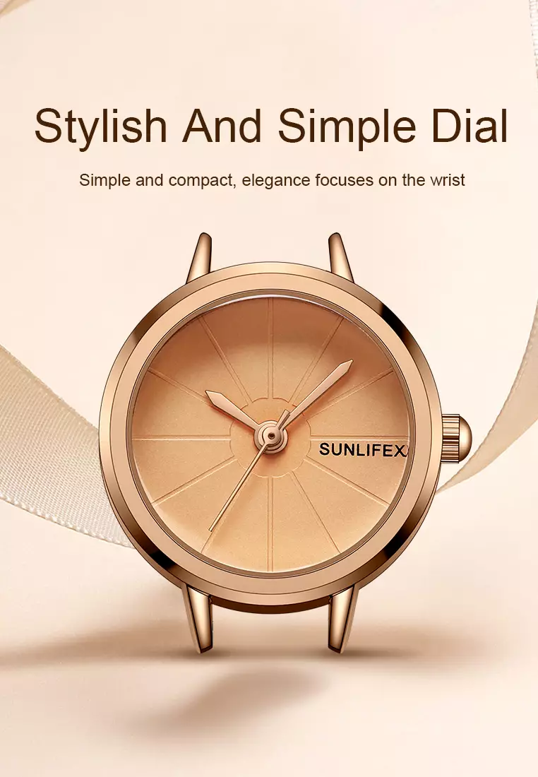 Jam Tangan Wanita Korea Retro Mini Dial Kasual Tali Kulit Jam Tangan Cewek Original black