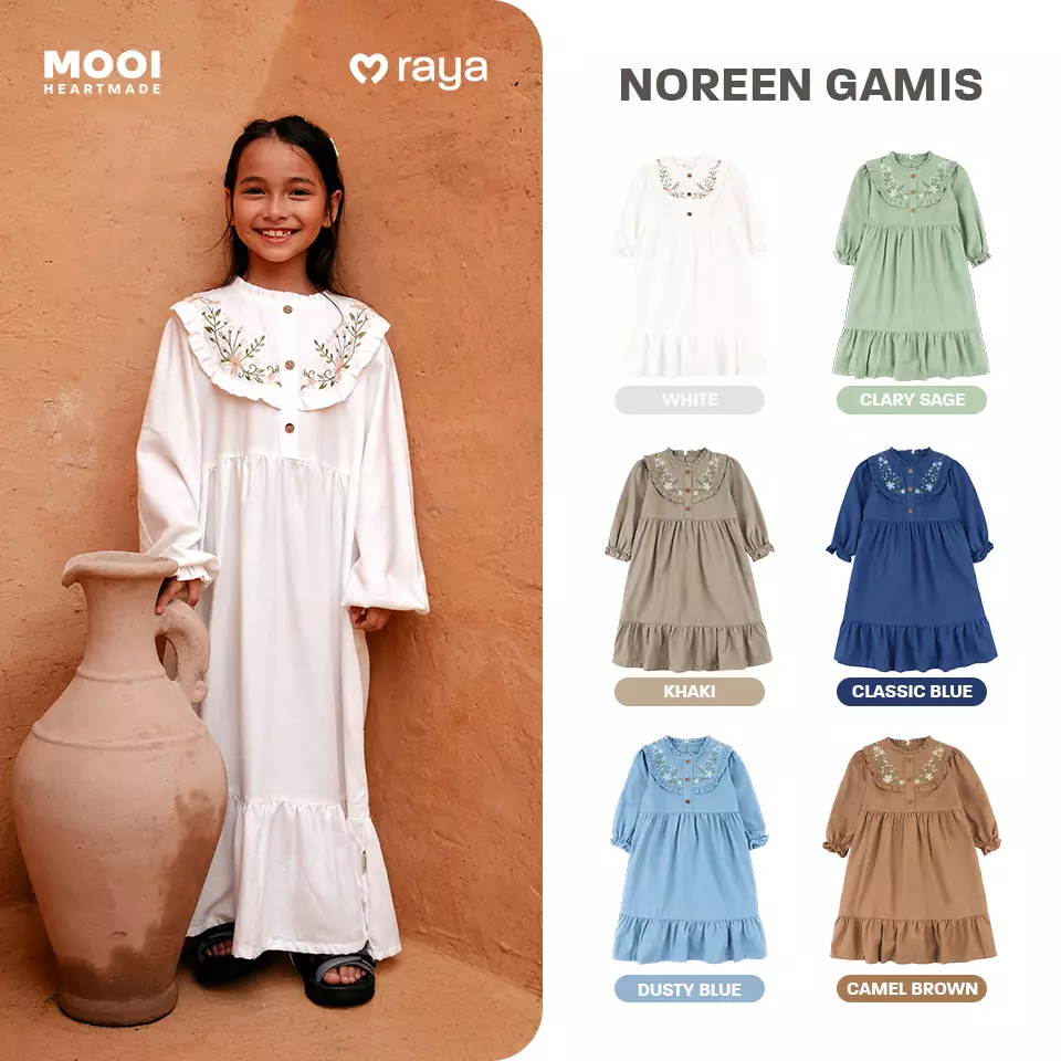 Mooi Dress Anak Gamis Anak Perempuan Raya Collection Noreen Gamis - Khaki
