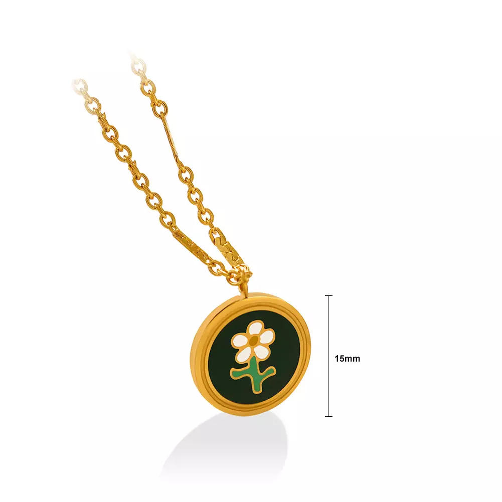 Glamorousky Kalung Wanita Lapis Silver Elegant Stainless Steel Enamel Floral