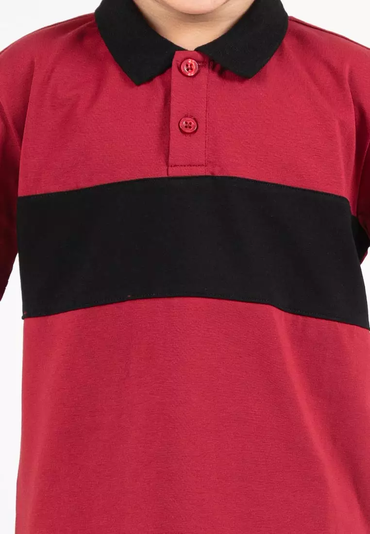 Forest Kids Premium Weight Cotton Stretchable Polo T Shirt Kids | T Shirt Baju Budak Lelaki - FK20259-56Maroon