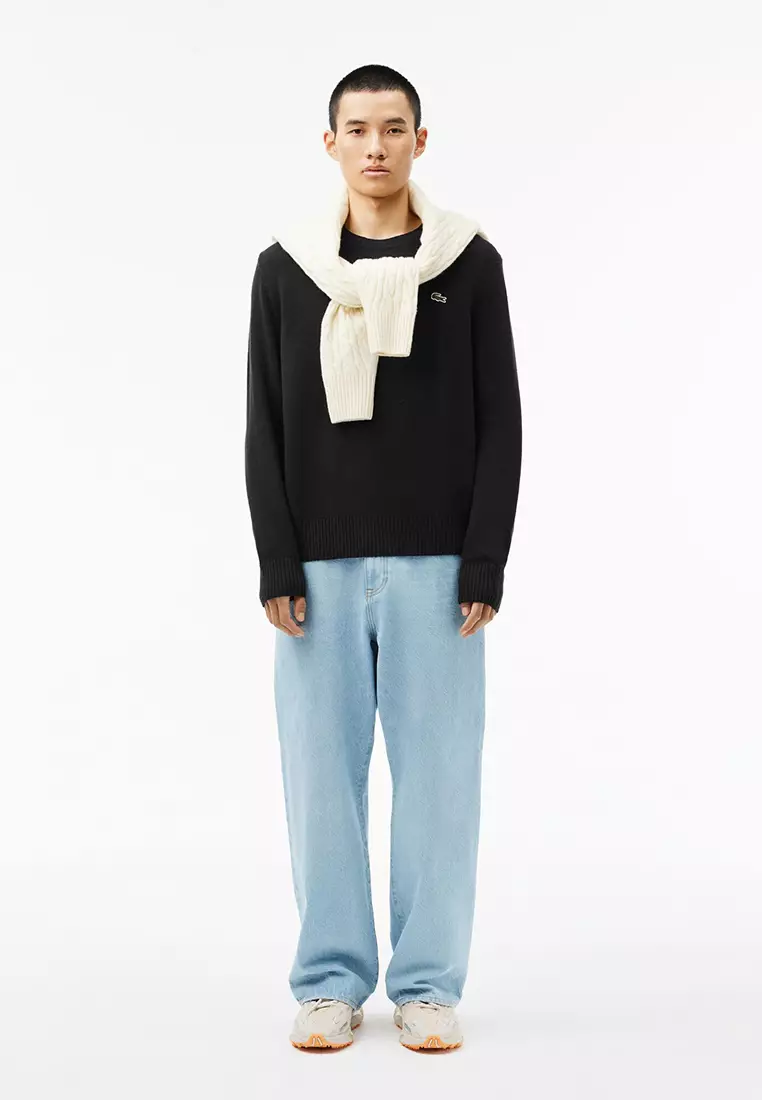 Carded Wool Crew Neck Sweater