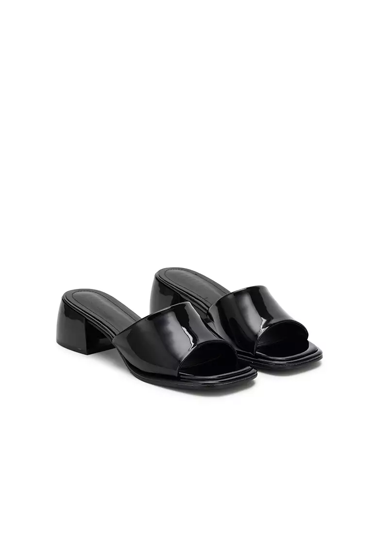 SQUARE TOE CHUNKY LOW HEEL SLIDE 宽面矮跟拖鞋