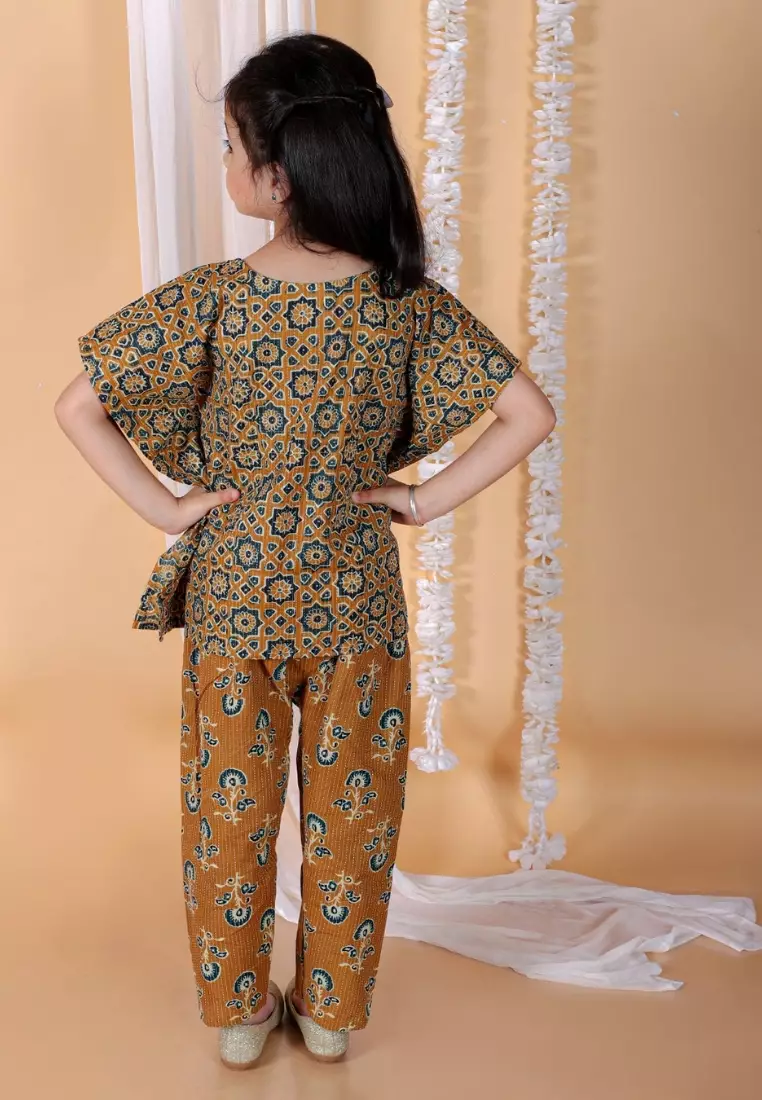 Rust Orange Girls Kaftan Set