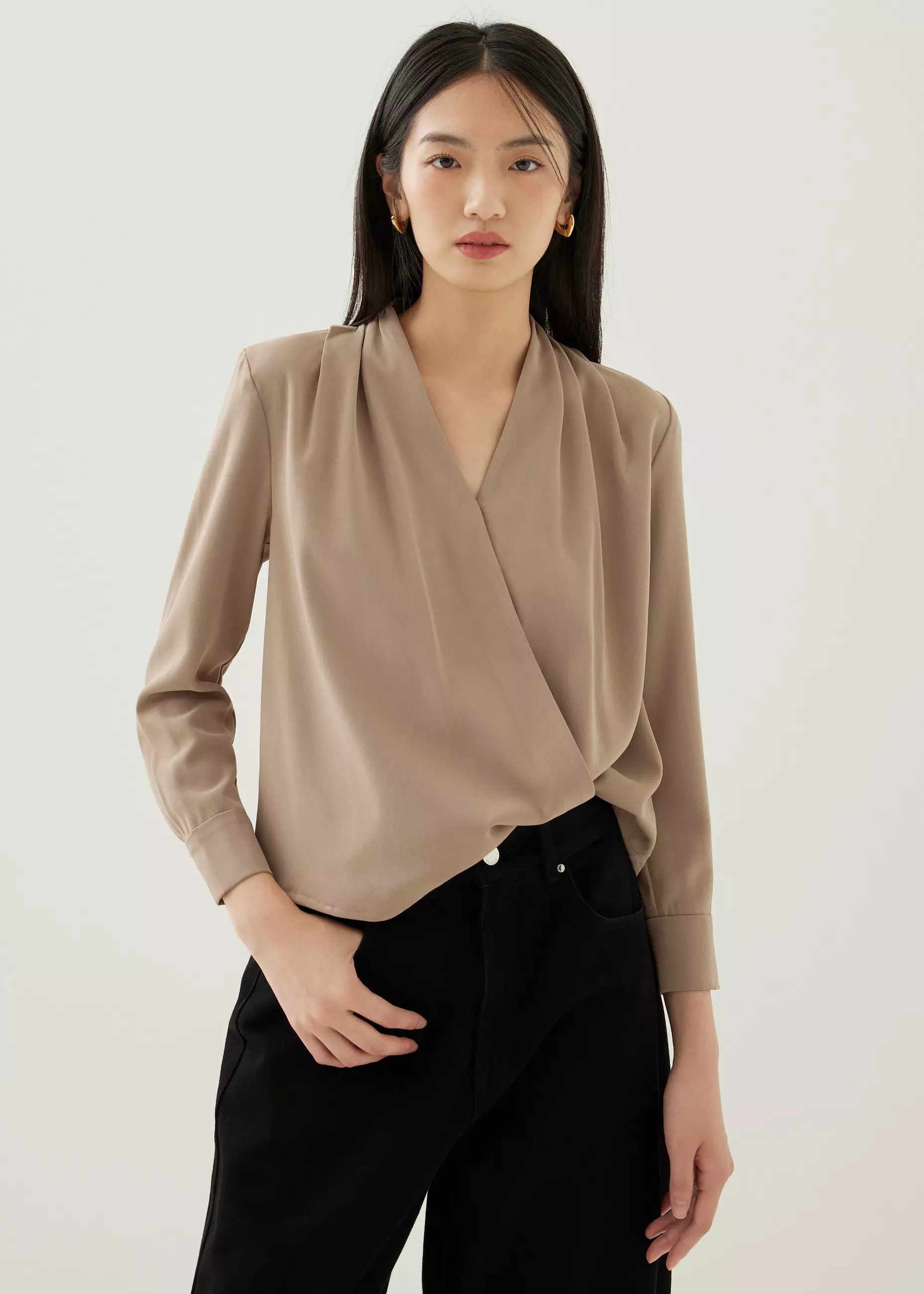 V neck wrap top blouse