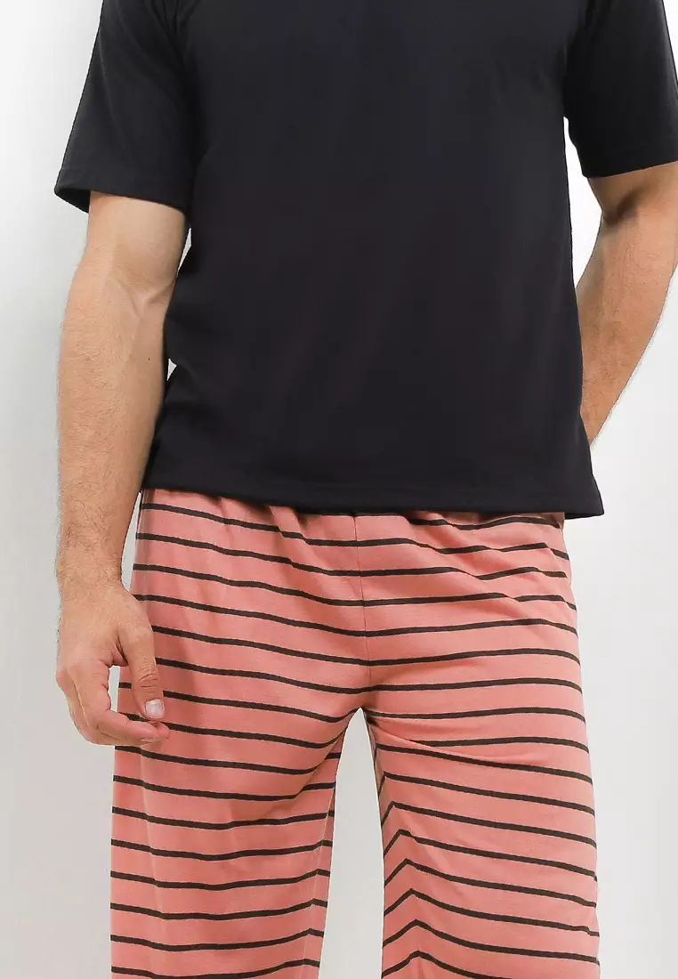 Pyjama Pijama Baju Tidur Short Sleeve Long Pants Mens Pria Sleepwear