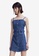 Urban Revivo blue Plaid Pattern Button Up Cami Denim Dress 46439AAA5CEF87GS_1