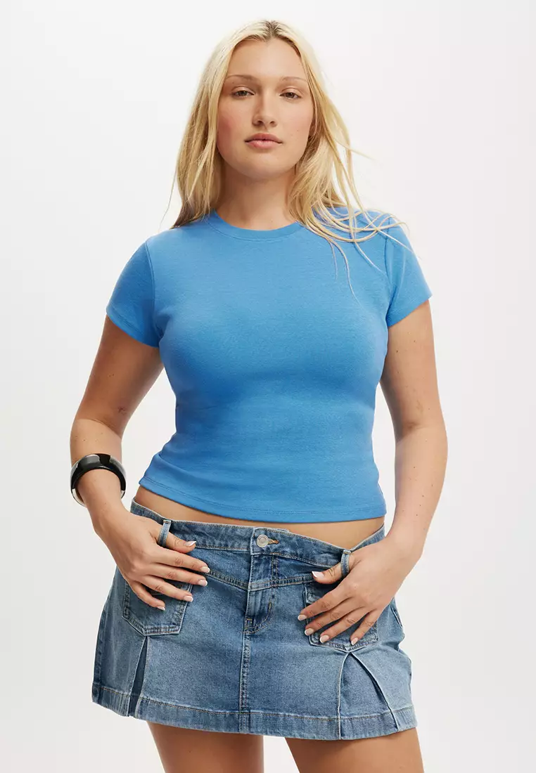 Micro Pleat Denim Skirt