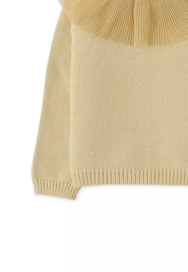 Baby Girls Pullover With Pleated Tulle Collar