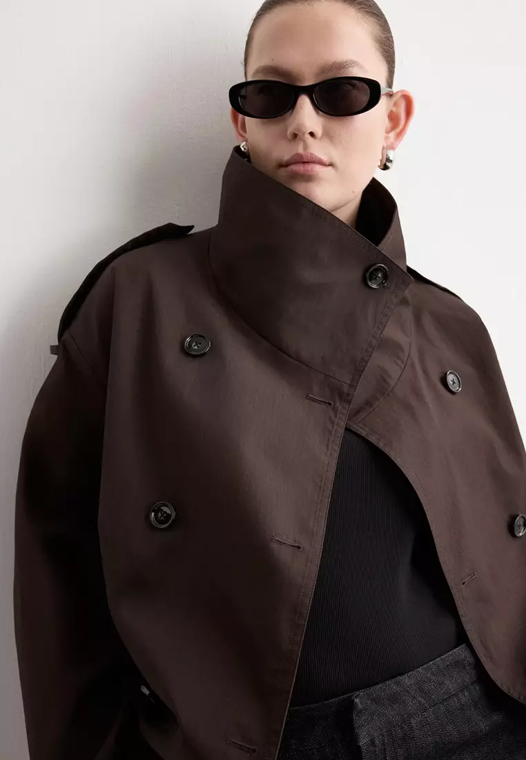 Double-Breasted Cropped Trench Coat