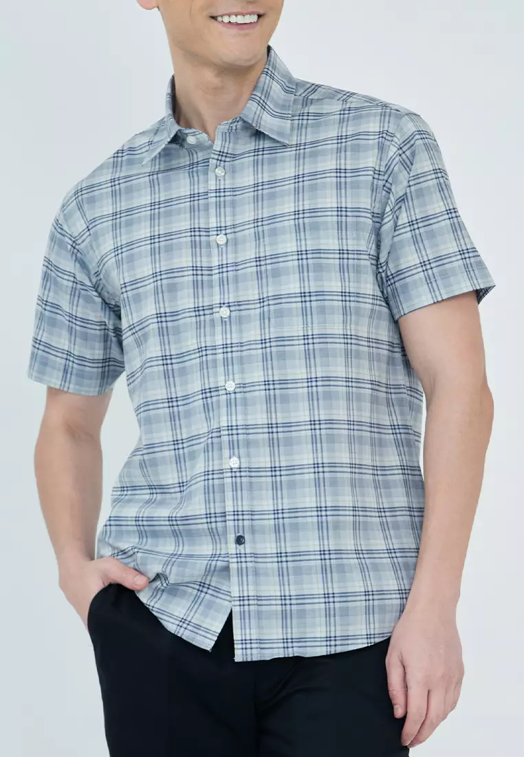Plaid H-Xtension Short Sleeve Casual Shirt