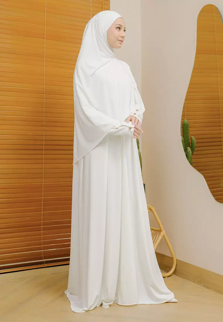 Hafisa Abaya Set Broken White