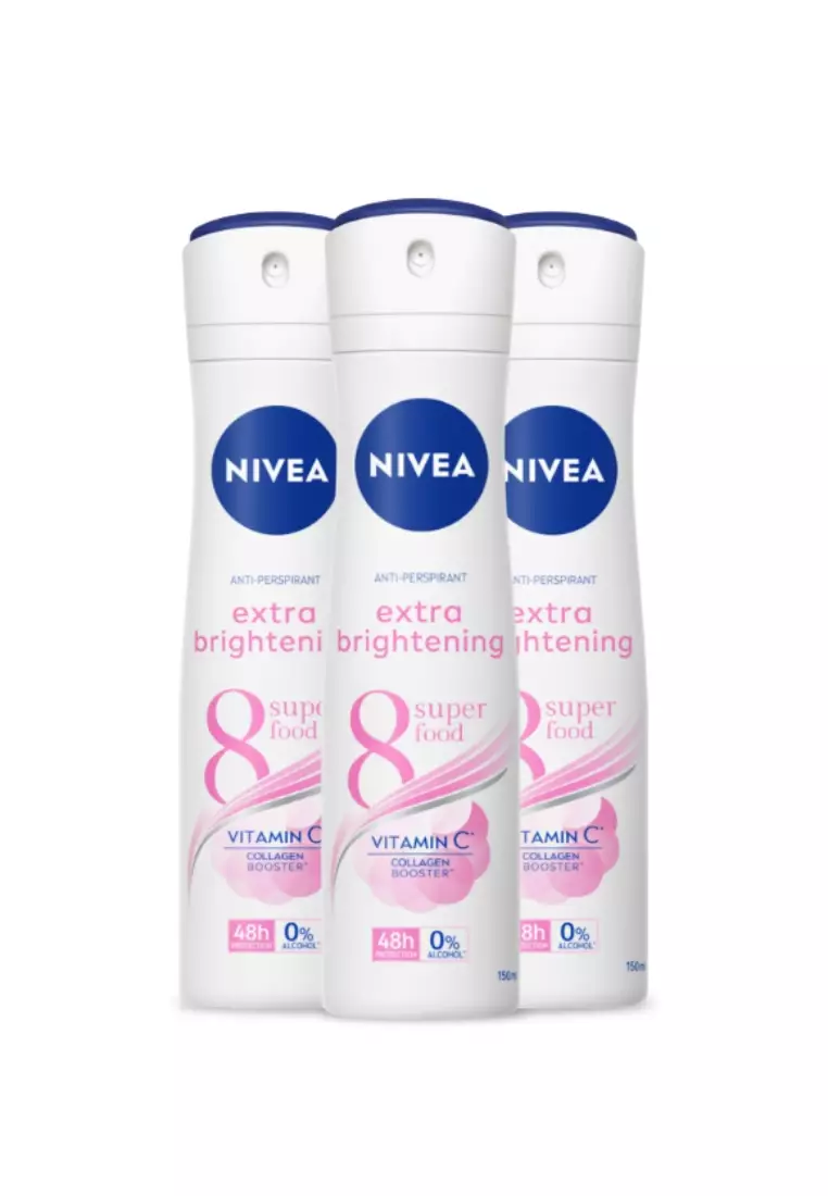 PACK OF 3 Deodorant Extra Brightening Spray, 150ml