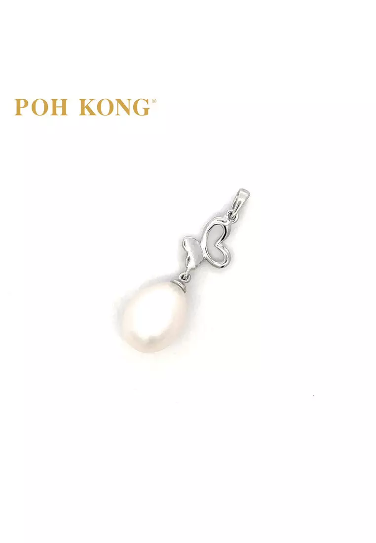 POH KONG 375/9K White Gold Butterfly Pearl Pendant