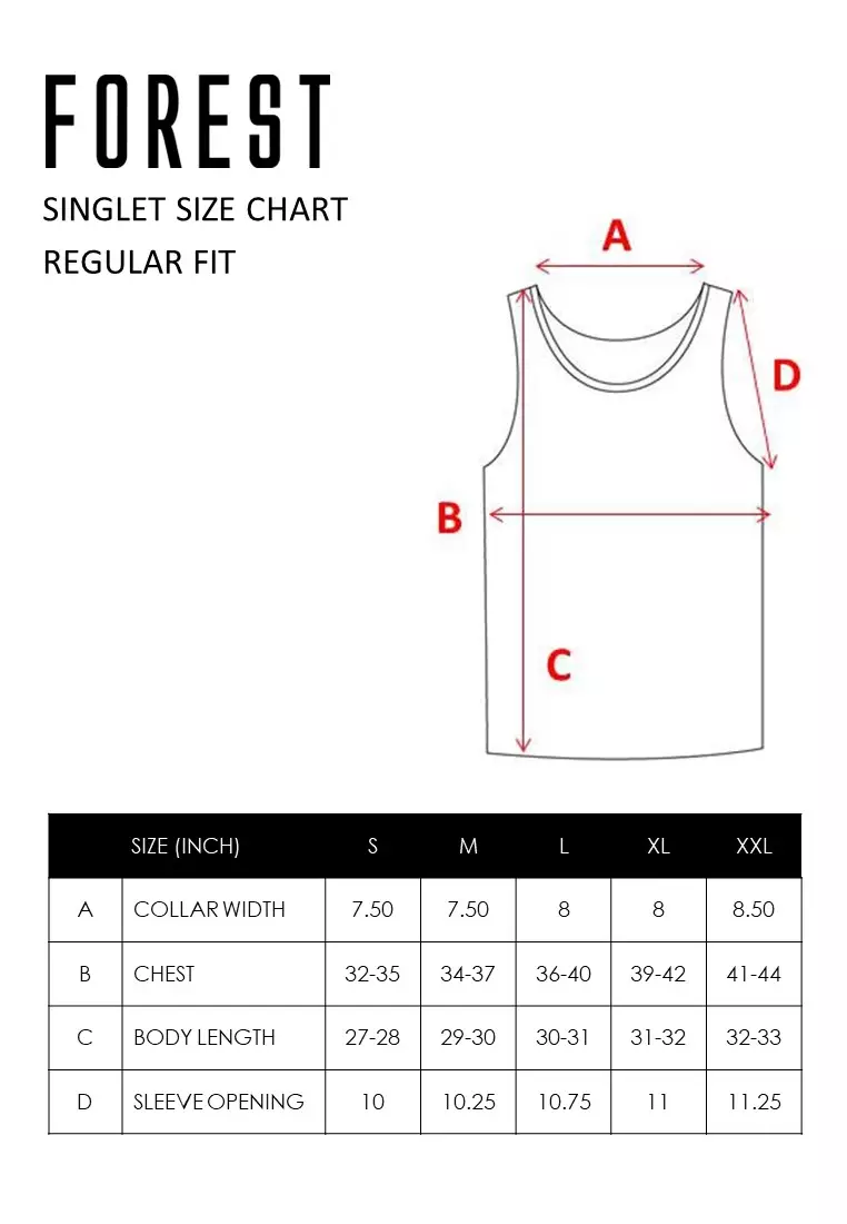 (2Pcs) Forest Mens 100% Cotton Semi Fit Singlet Assorted Color - FID0020S