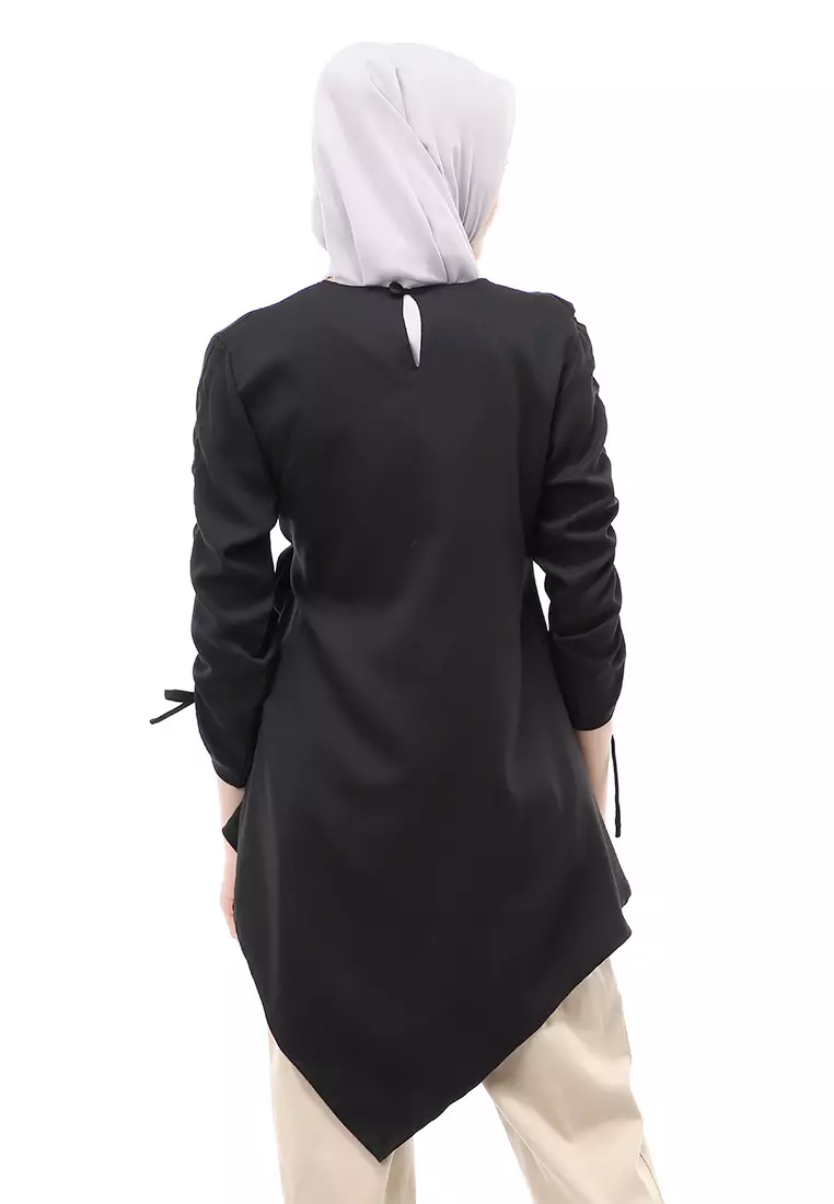 Ketrin Tunik Muslimah Atasan Wanita Polos Long Sleeve Regular Fit - Hitam