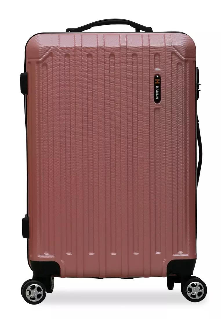 Isvara Tas Koper Hardcase Unisex One Set Suitcase Number Code Combination Lock Large Compartment Material ABS+PVC Coated ORIGINAL - Rose Gold