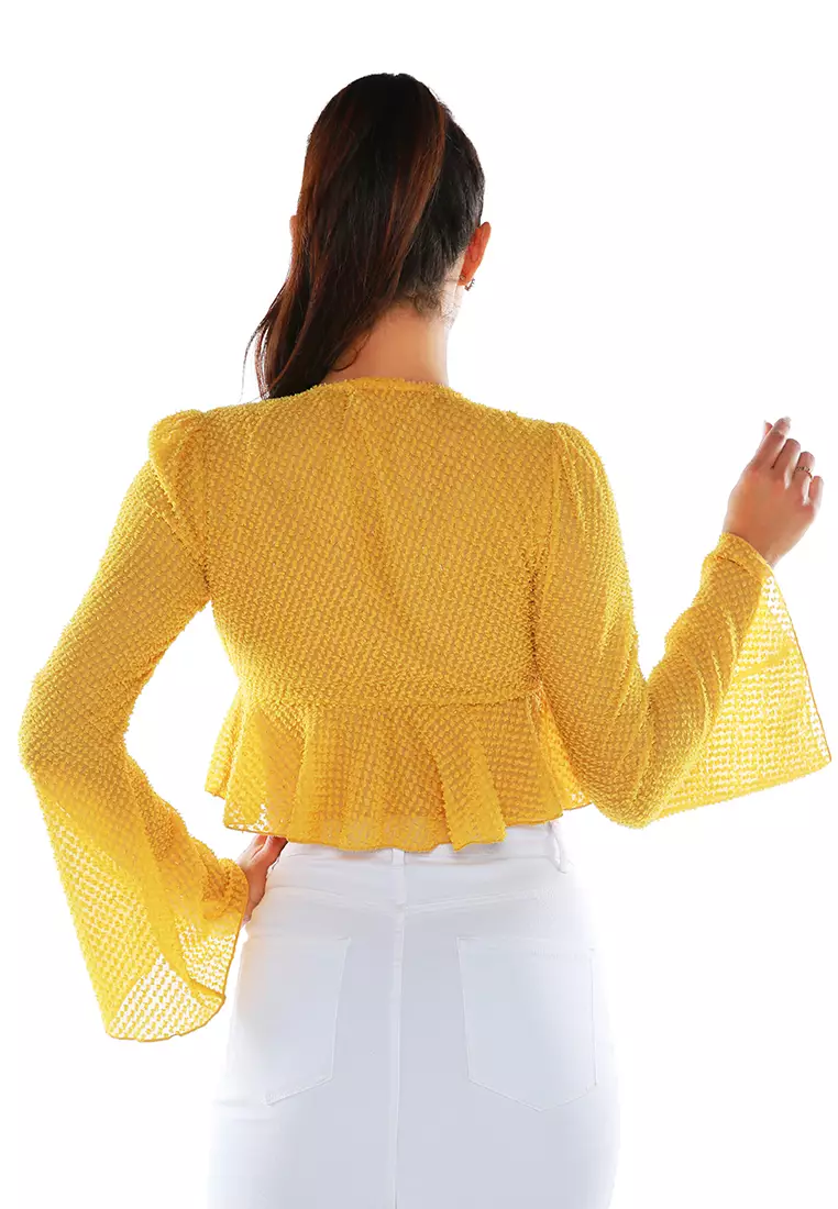 Powder Yellow Peplum Crop Top