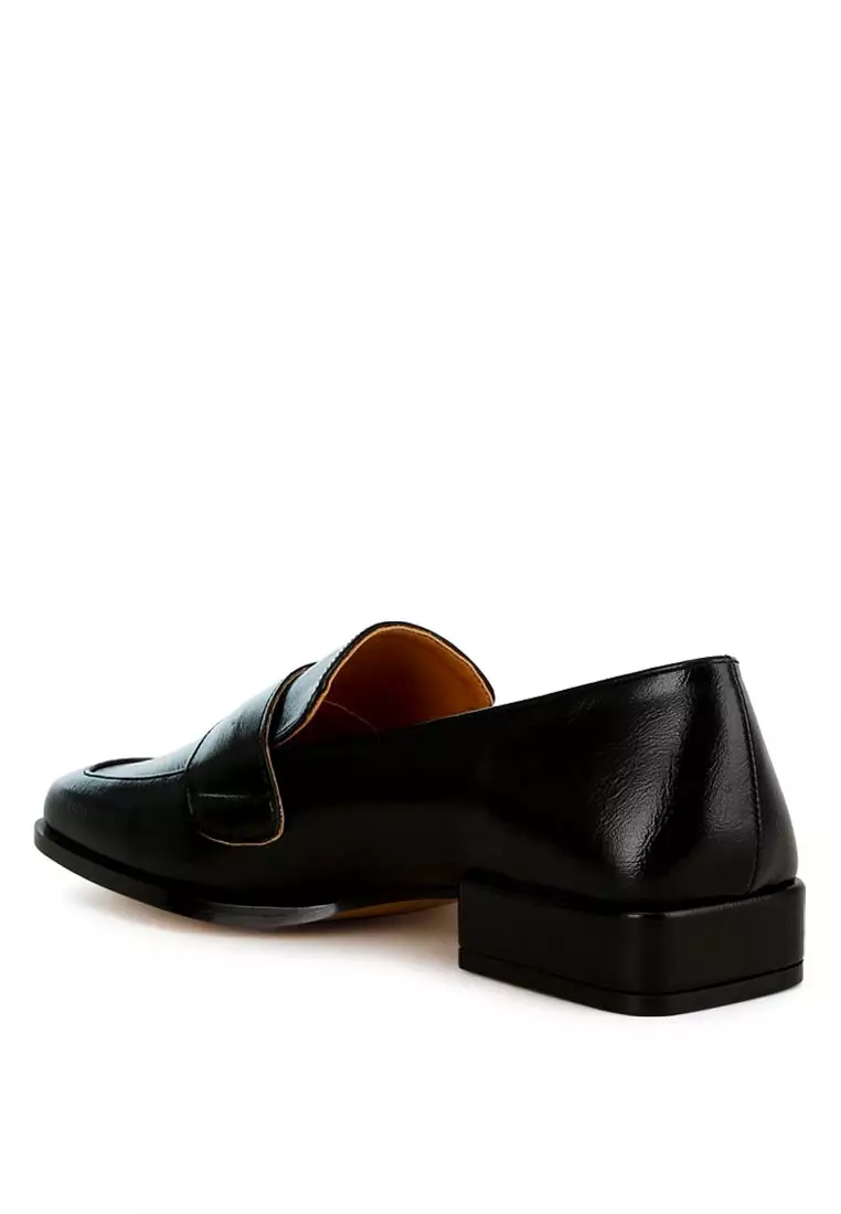 Metallic Penny Loafers in Black