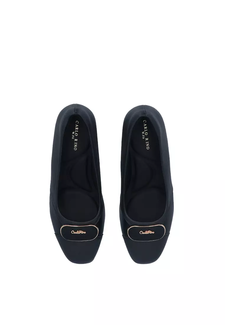 Black CR Vera Square-Toe Sleek Pumps