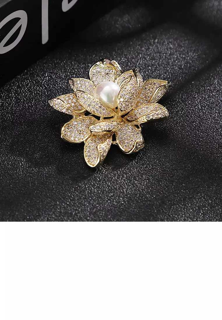 Gemstone Brooch Luxury Women's Brooches Pins Dress Suit Brooch Jewelry  Elegant Flower Brooch Pin For Women